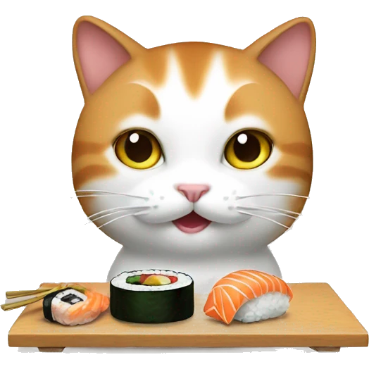 Cat with sushi emoji