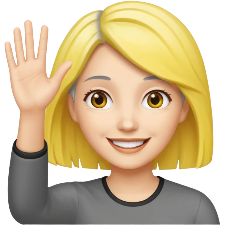 woman with gray and yellow hair smiling and waving her hand  emoji