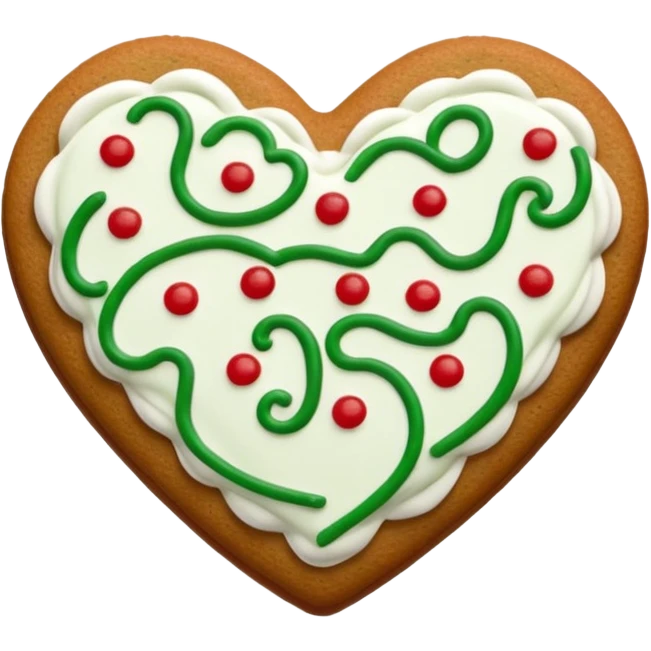 gingerbread heart cookie with white holiday icing emoji