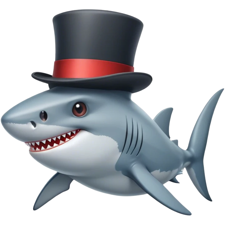 Shark with a top hat emoji