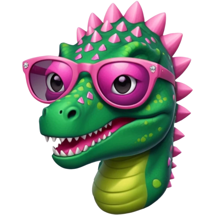 Dinosaur wearing sunglasses with pink diamonds emoji