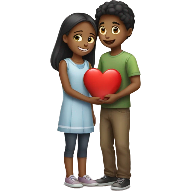 A boy giving heart to a girl emoji