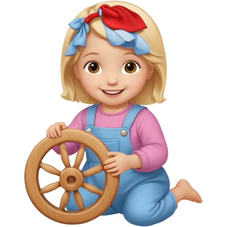 girl baby playing with wheel emoji
