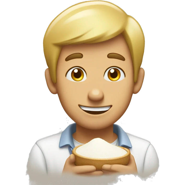 guy smelling flour arranged in a small line and he is happy! emoji