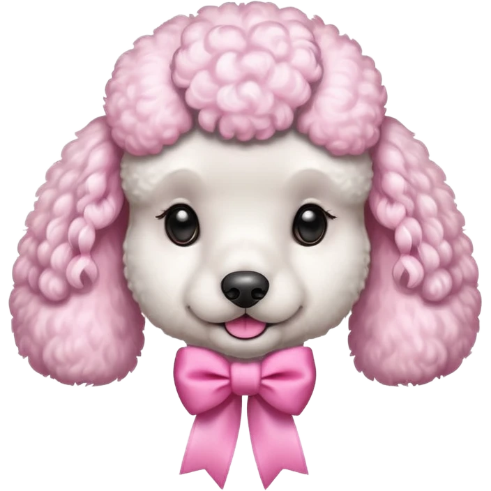 poodle blanco con listones rosados en las orejas  emoji