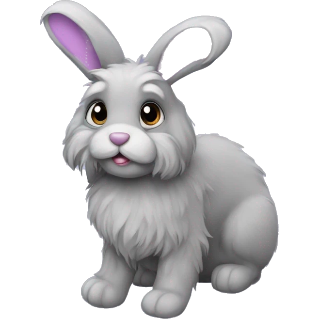 Lilac-grey, floppy, old, matted, bunny teddy emoji