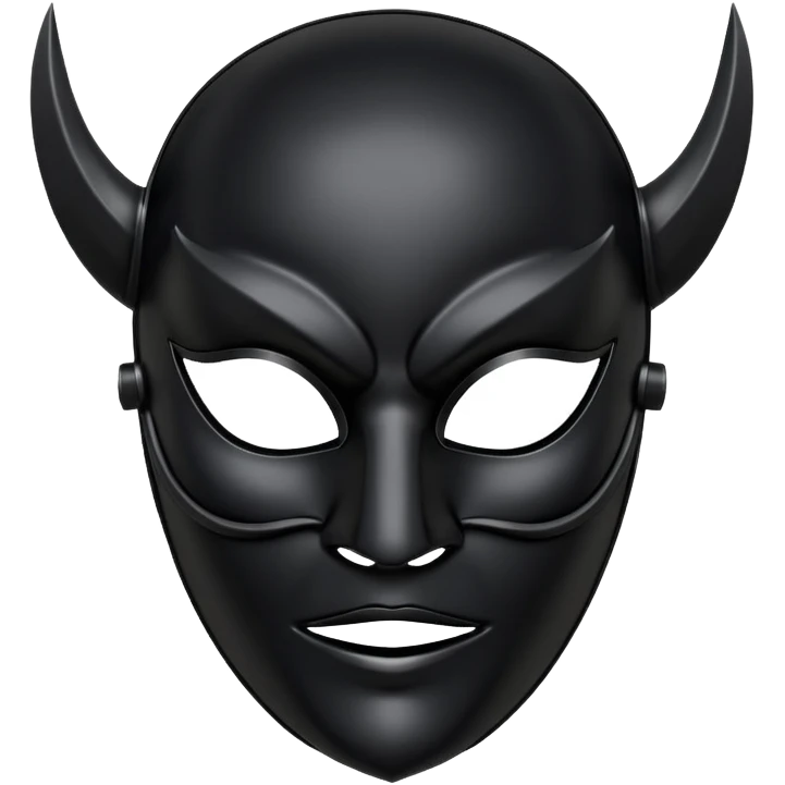 Minimal emoji, gothic mask forged from matte black leather, emotionless expression, smooth heavy surface, subtle leather texture, deep shadows, centered, bdsm slave leather mask emoji