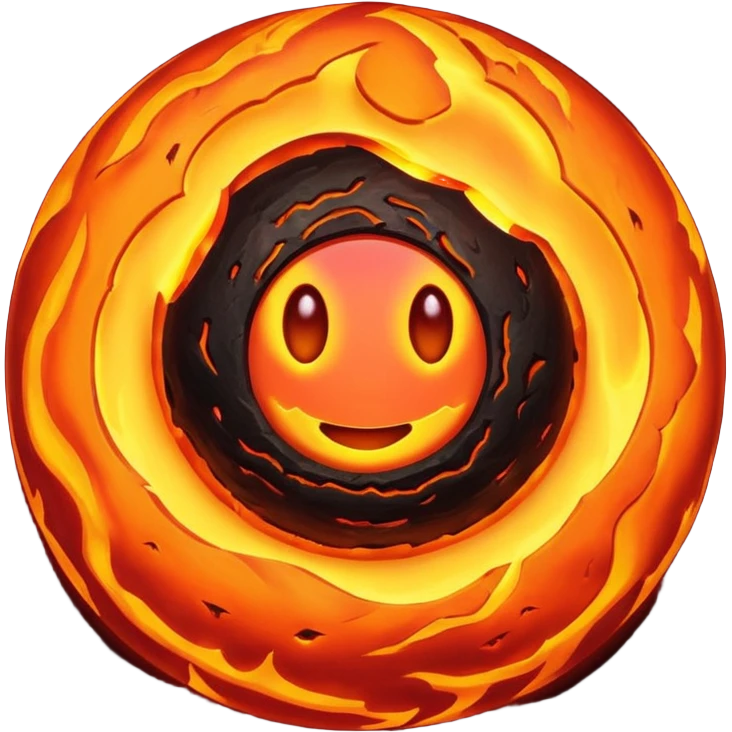sphere globe planet, surface covered with lava and hole emoji