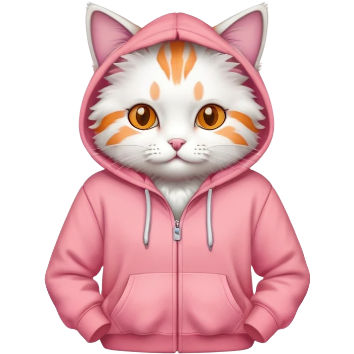 Cat wearing a pink hoodie emoji