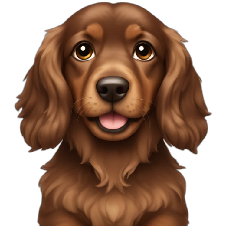 dark brown chubby puppy long hair teckel called zeus emoji