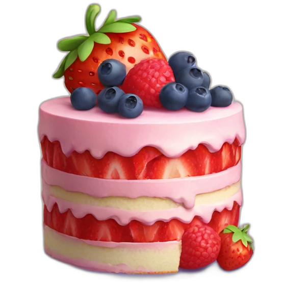 Strawberry, raspberry and blueberry cake emoji