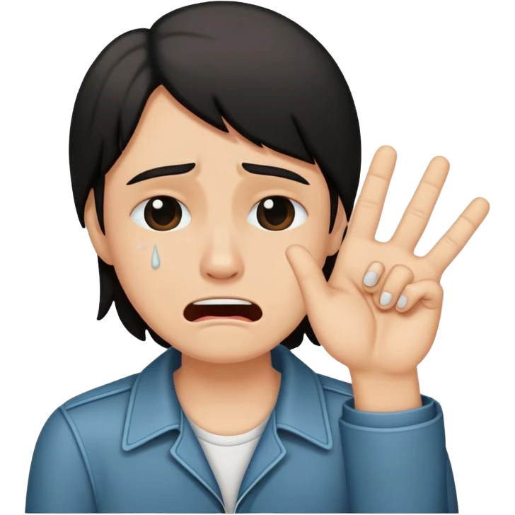Smile with rock and roll hand while crying emoji
