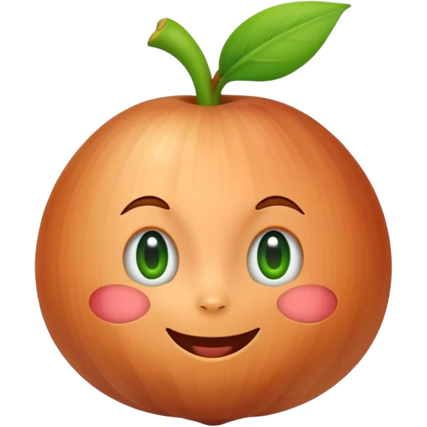 {
  "prompt": "emoji d'une échalote mignonne, forme ovale cuivrée avec petite tige verte, style Apple emoji vectoriel plat, visage kawaii souriant, fond transparent, ombres douces et contours nets"
}
 emoji