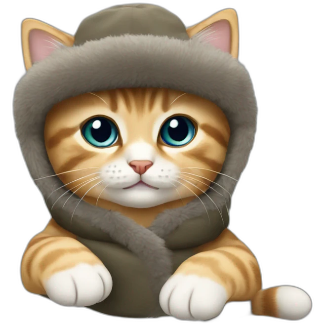 kitten using an ushanka emoji