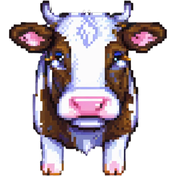 maximum blocky ultra-abstract pixel art Minecraft cow emoji with only 2-4 large square pixels emoji