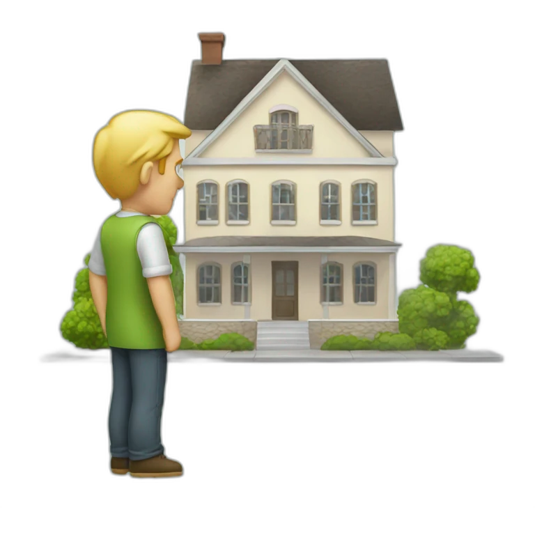 Man looking at property for rent sign emoji