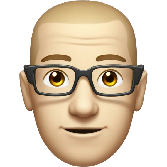 Cyborg head with fair skin, flat top haircut, rectangular glasses, circuits and smiling  emoji
