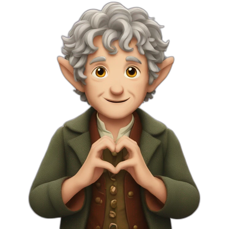 bilbo baggins making a heart with his hands emoji
