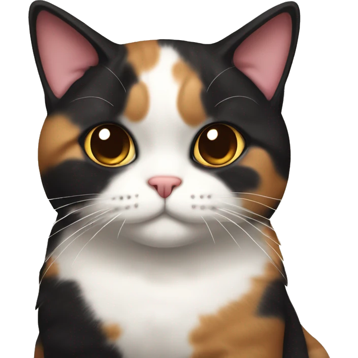 Fat calico cat with dark sundae emoji