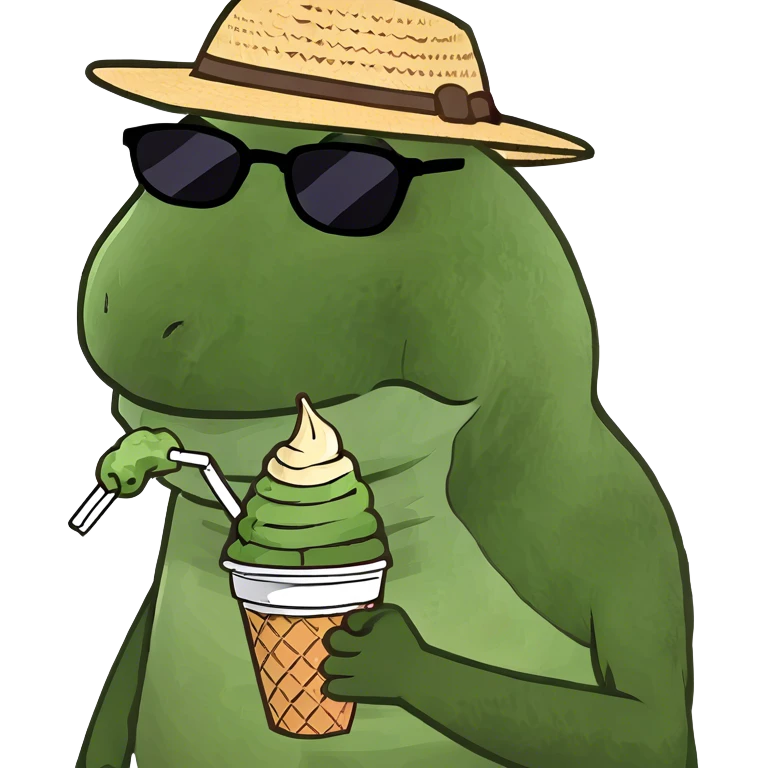 dinosaur eating matcha ice cream emoji