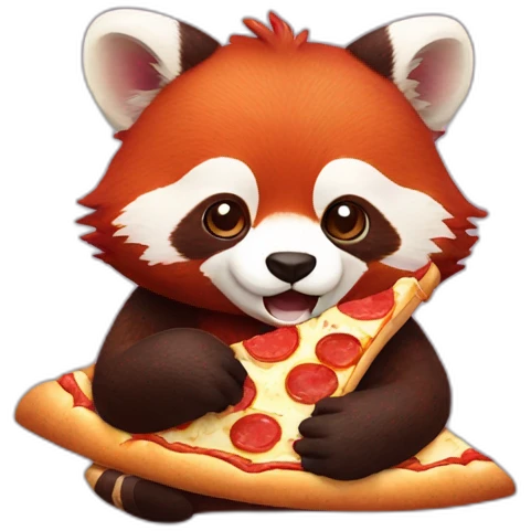 red panda eating pizza emoji