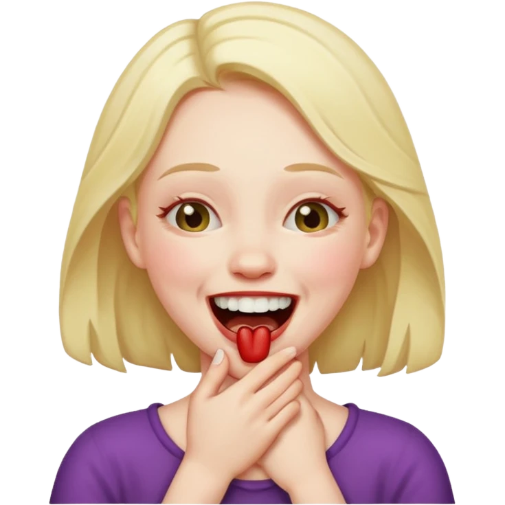 girl choking her self while laughing  emoji
