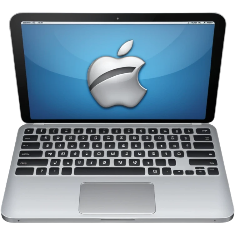"iOS style laptop emoji, silver with a visible screen and keyboard, smooth texture, no background" emoji