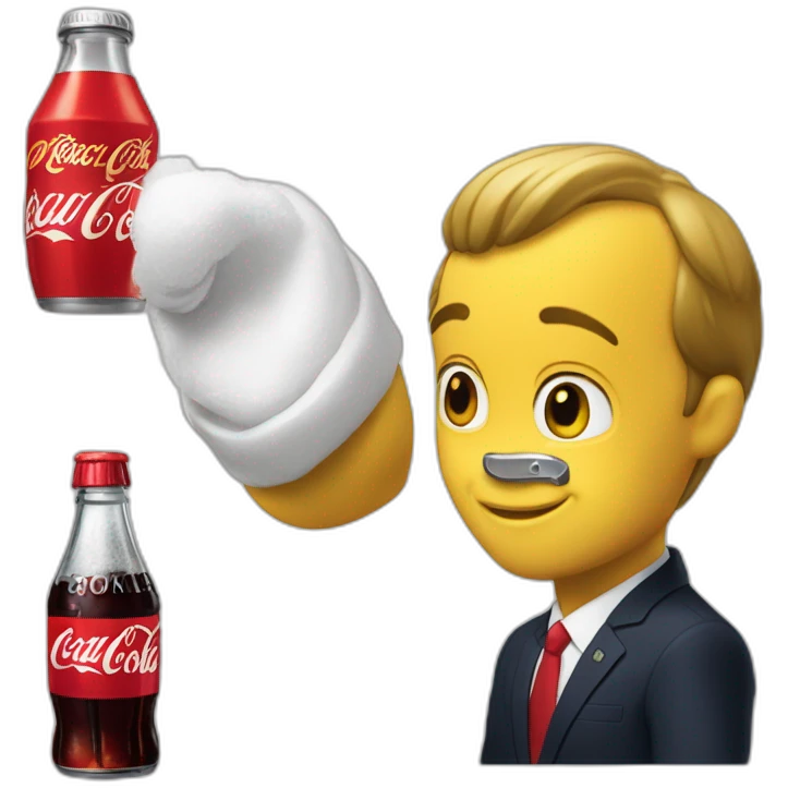 Macron caresse pikashu qui boit du coca cola emoji