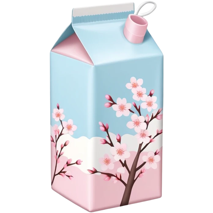 Cute Pastel  pink and white Cherry Blossom Sakura Milk Carton emoji