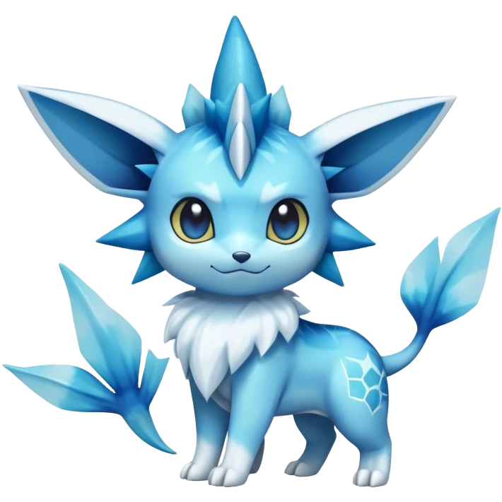 Kawaii Vaporeon-Glaceon-Pokemon-Digimon-hybrid, full body, 4 legs emoji