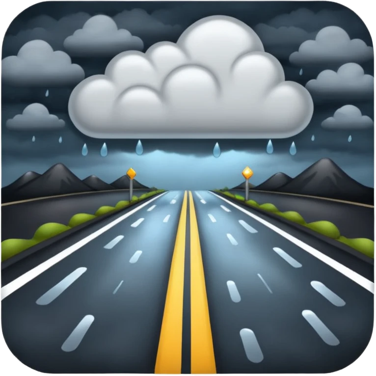 Photo Realistic Road at night time with rain clouds in the sky emoji