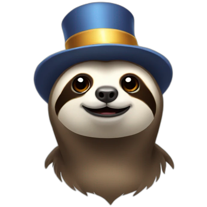 a sloth with a magic hat emoji