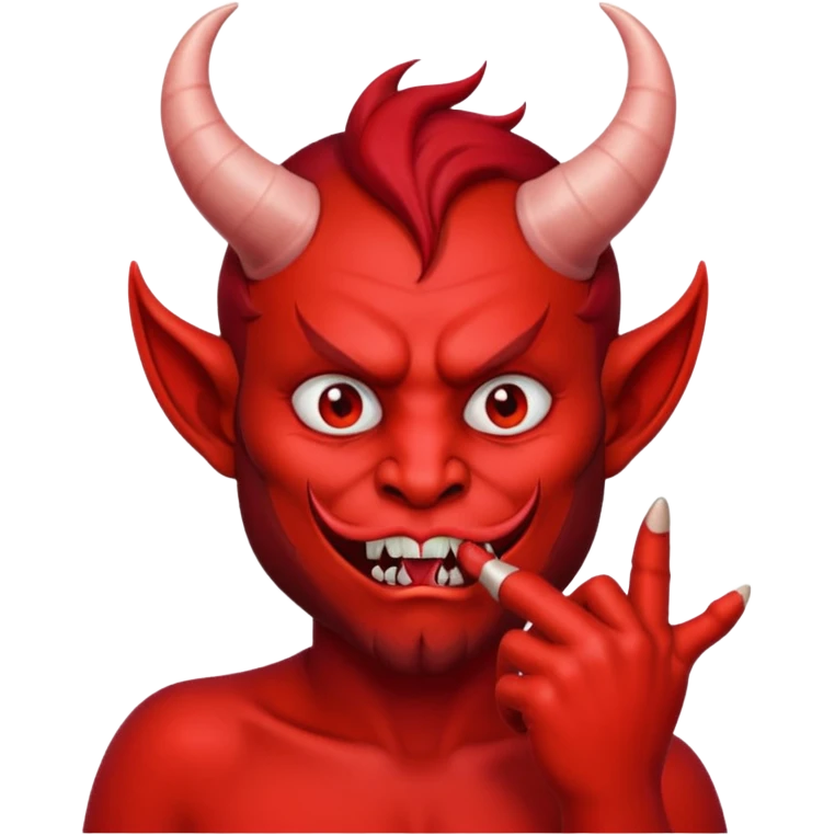 Creppy devil and shushing someone  🤫 like there figer over there mouth  like there lip is closed and the figers over and not useing the middle finger  emoji