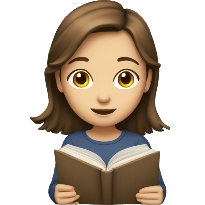 girl with brown hair reading emoji