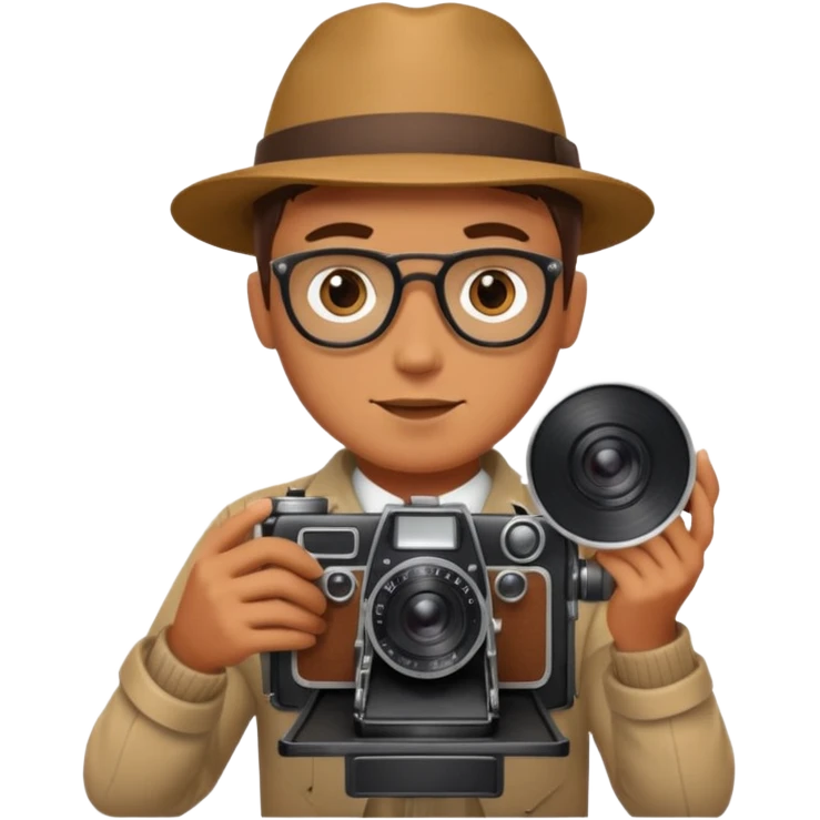 Photographer with vintage film camera,single camera emoji