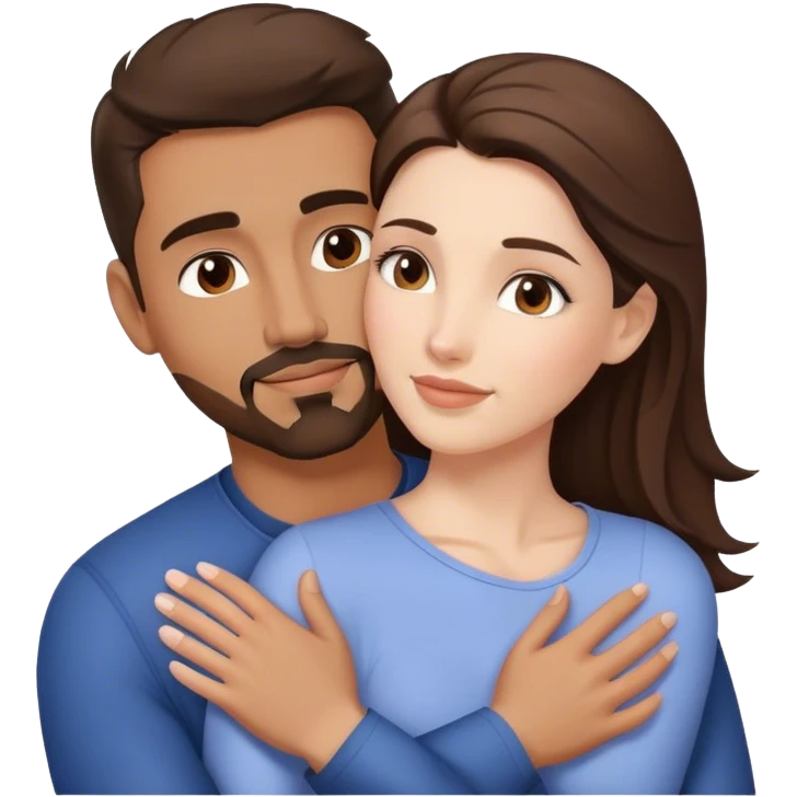 Intimate sfw between white brunette and brown Latino with goatee lover emoji