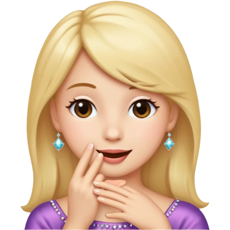 Emoji coquette, shy smile, hand near mouth (simplified), tiny sparkles, soft gradient background, 512x512, transparent background

 emoji