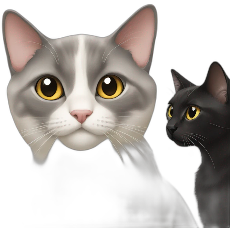 two black cats and one colourpoint cat emoji