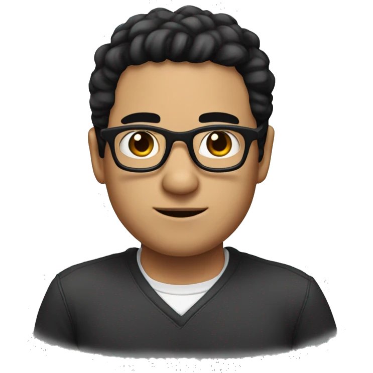 A man with white skin, black hair, dark eyebrows, thick eyebrows, glasses, and a mole on his cheeks emoji
