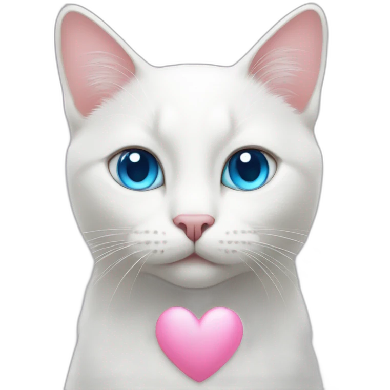 White cat with blue eyes in pink heart  emoji