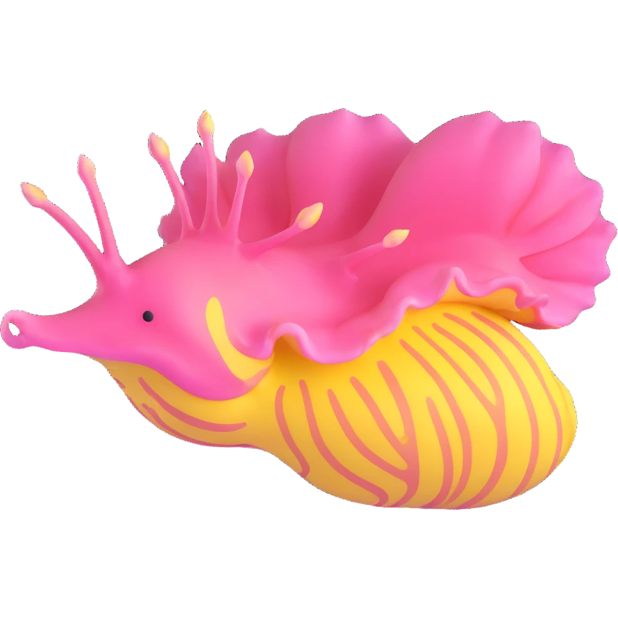 pink and butter yellow nudibranch, detailed, cute, soft curves emoji