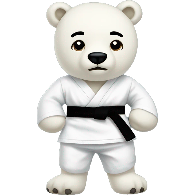 Polar bear stuffed animal with karate outfit black belt  emoji