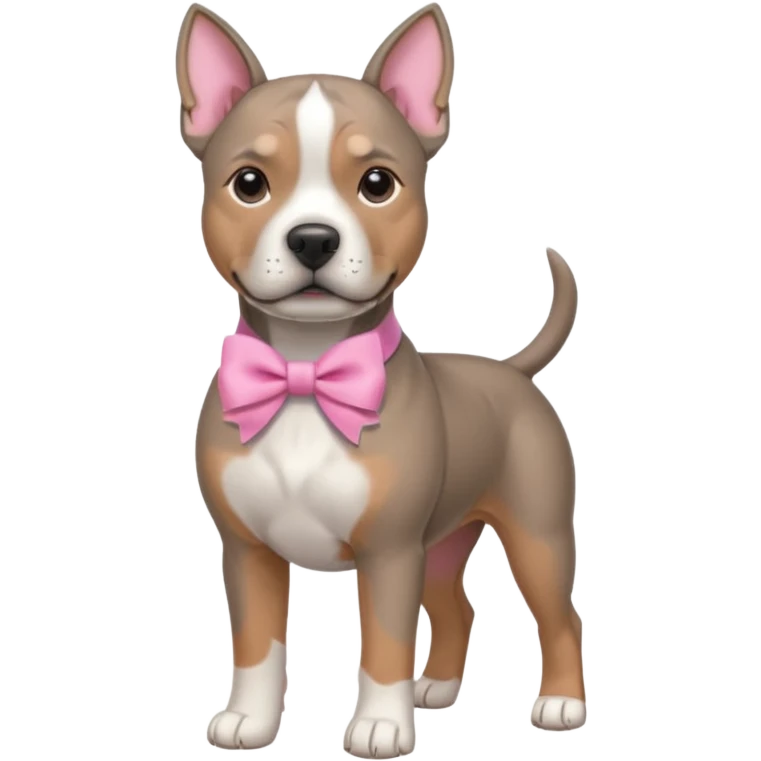 Grey amstaff with a pink bow emoji