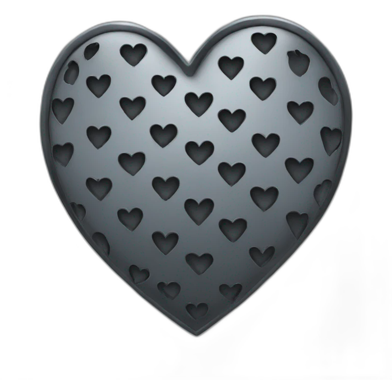 black steel metal heart emoji