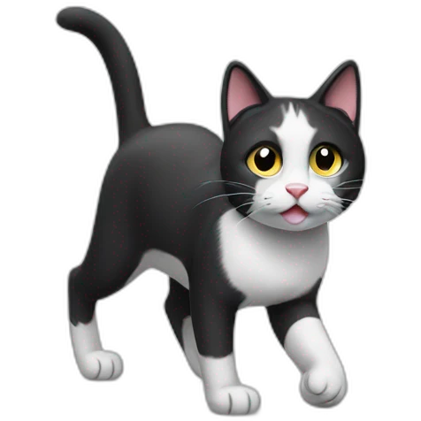 Black and white cat limping emoji