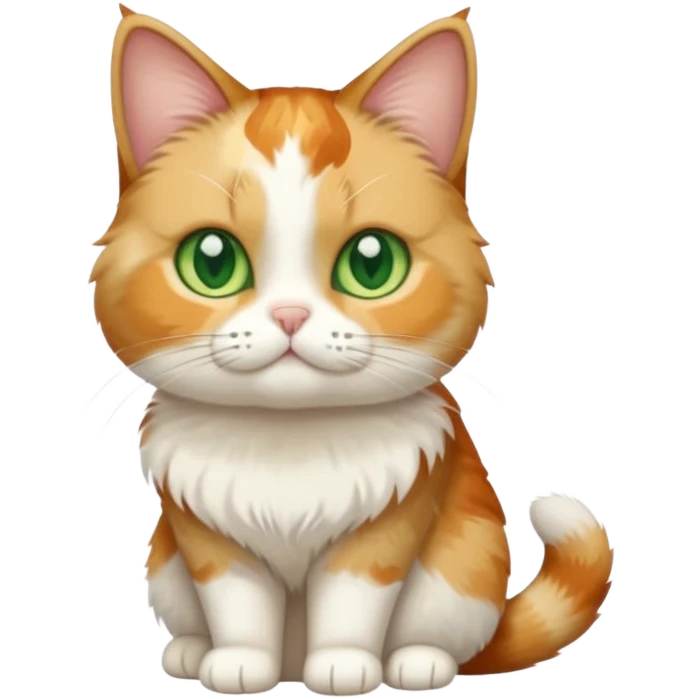 full body calico cat with small head and short but chubby body emoji