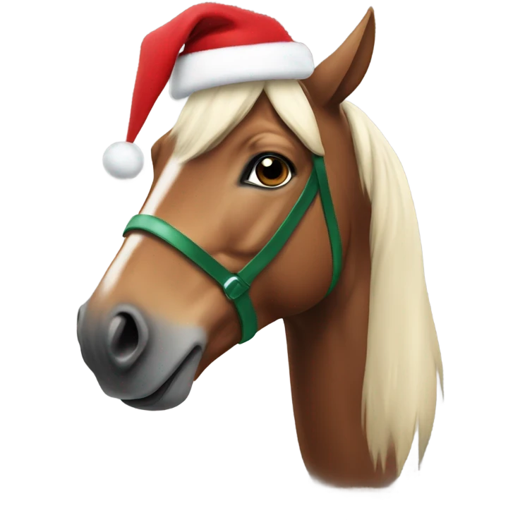 Horse wearing christmas hat  emoji