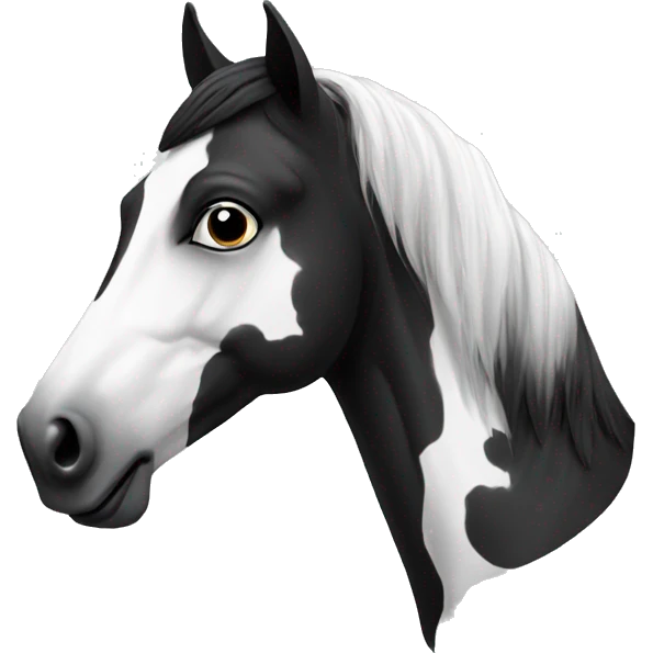 Black and white horse with dot on nose emoji
