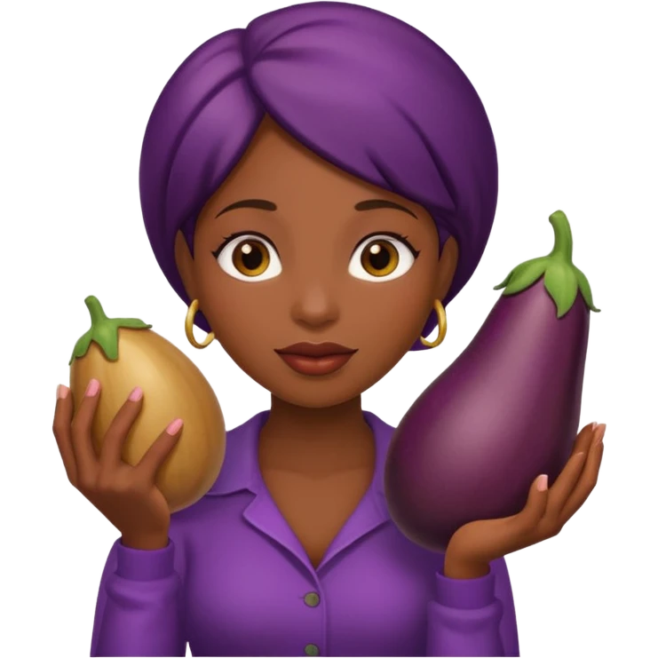 black Woman holding eggplant near face emoji