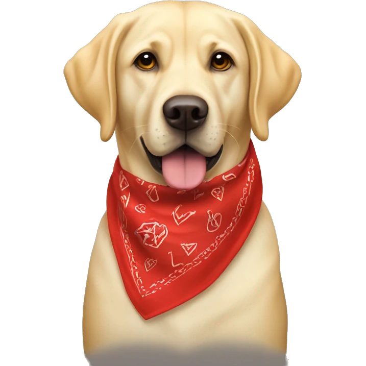 yellow lab with a red bandana that says “bentley” emoji